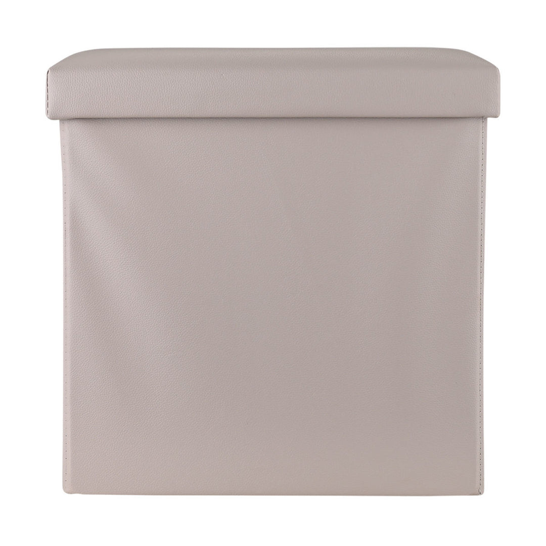 Σκαμπό Μπεζ Δερμάτινο Με Αποθηκευτικό Χώρο 38x38cm Cube Estia