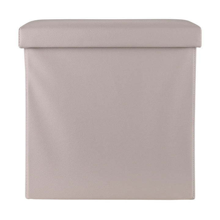 Σκαμπό Μπεζ Δερμάτινο Με Αποθηκευτικό Χώρο 38x38cm Cube Estia