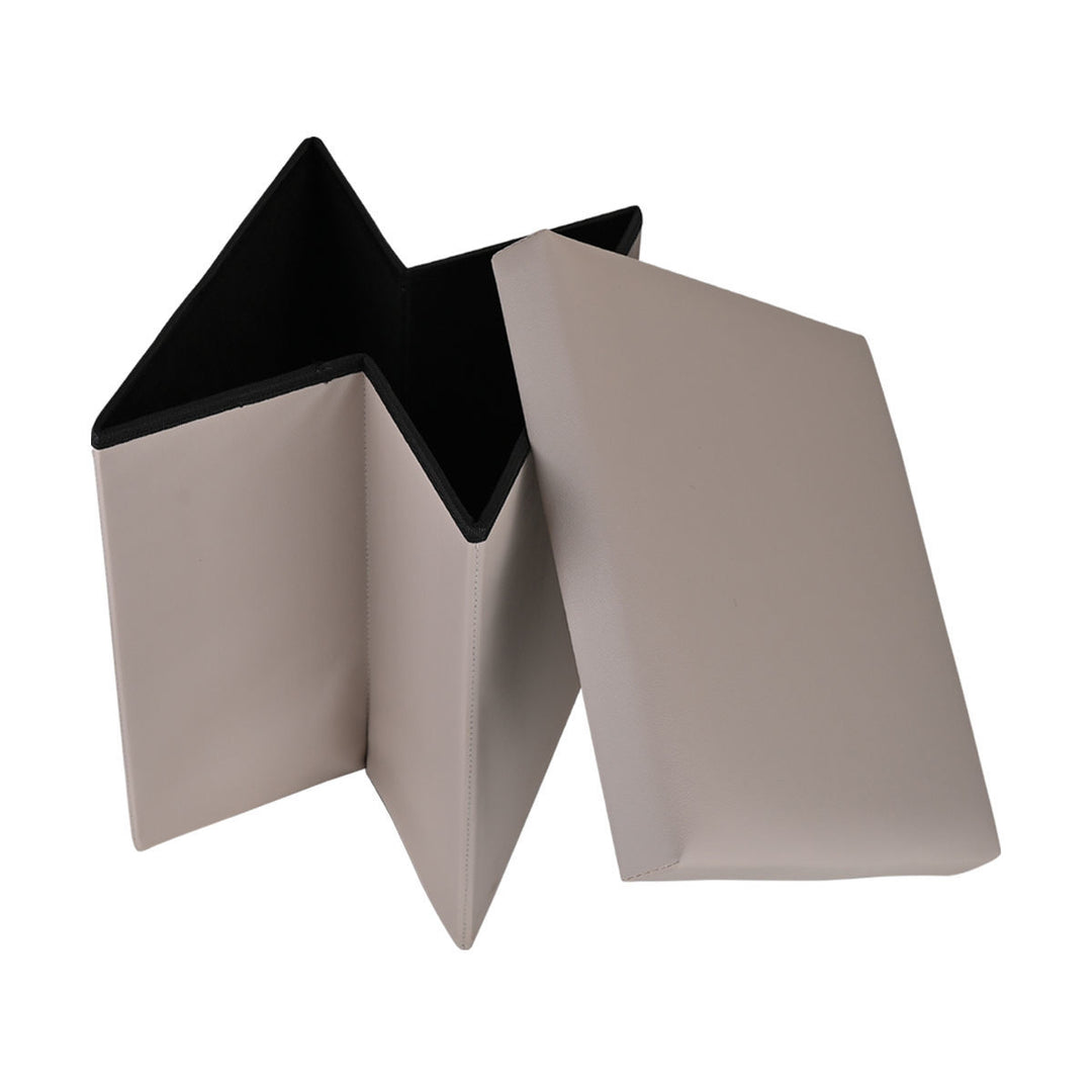 Σκαμπό Μπεζ Δερμάτινο Με Αποθηκευτικό Χώρο 38x38cm Cube Estia