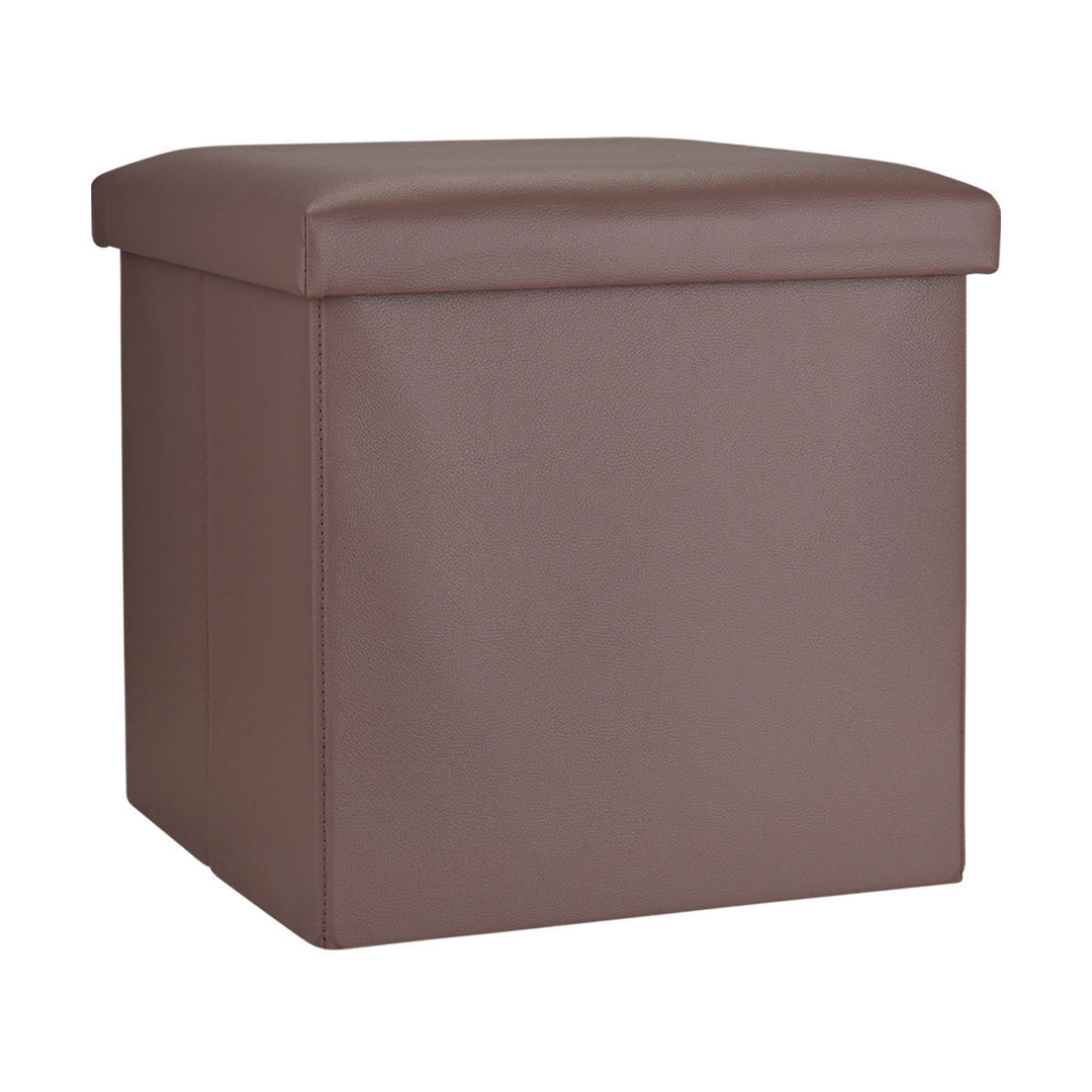 Σκαμπό Καφέ Δερμάτινο Με Αποθηκευτικό Χώρο 38x38cm Cube Estia