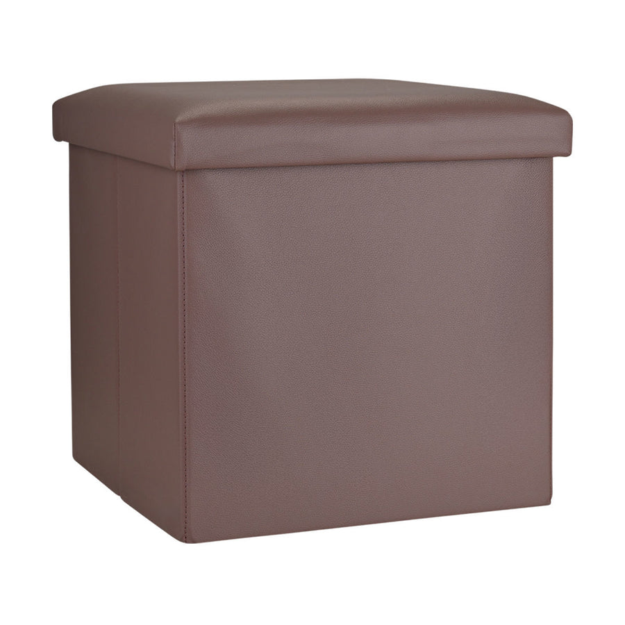 Σκαμπό Καφέ Δερμάτινο Με Αποθηκευτικό Χώρο 38x38cm Cube Estia