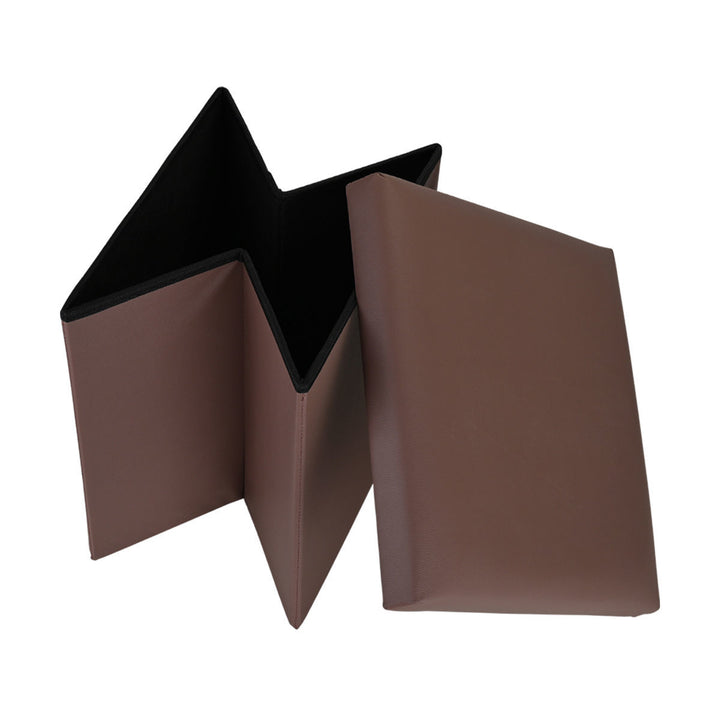 Σκαμπό Καφέ Δερμάτινο Με Αποθηκευτικό Χώρο 38x38cm Cube Estia