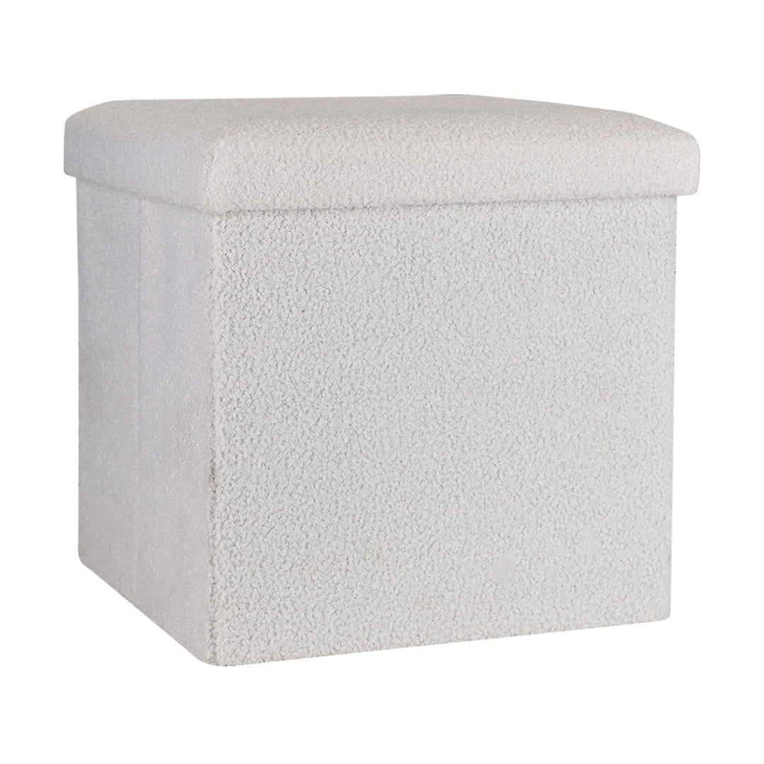 Σκαμπό Λευκό Γούνινο Με Αποθηκευτικό Χώρο 38x38cm Cube Teddy Estia
