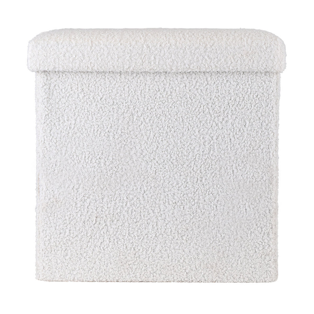 Σκαμπό Λευκό Γούνινο Με Αποθηκευτικό Χώρο 38x38cm Cube Teddy Estia