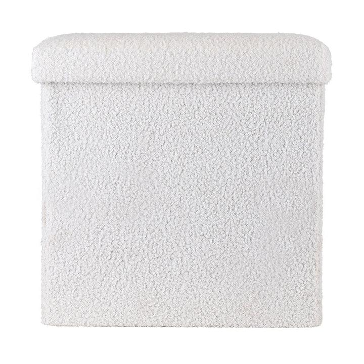 Σκαμπό Λευκό Γούνινο Με Αποθηκευτικό Χώρο 38x38cm Cube Teddy Estia