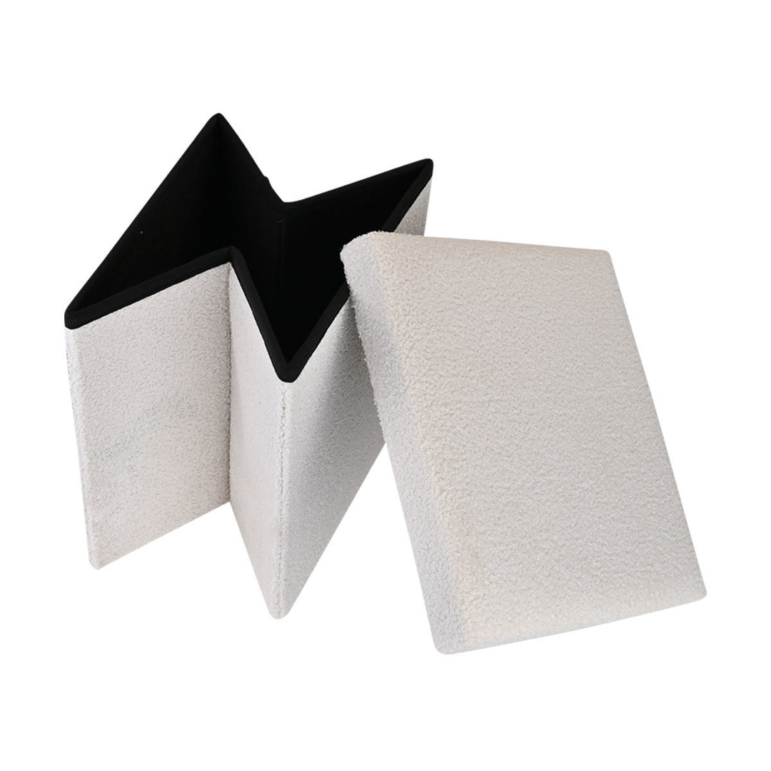 Σκαμπό Λευκό Γούνινο Με Αποθηκευτικό Χώρο 38x38cm Cube Teddy Estia