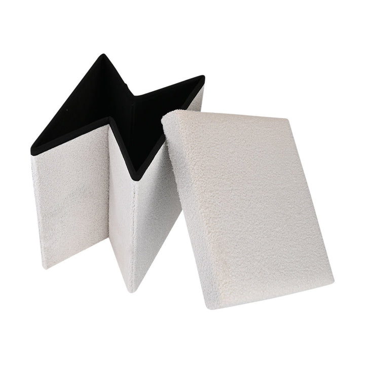 Σκαμπό Λευκό Γούνινο Με Αποθηκευτικό Χώρο 38x38cm Cube Teddy Estia