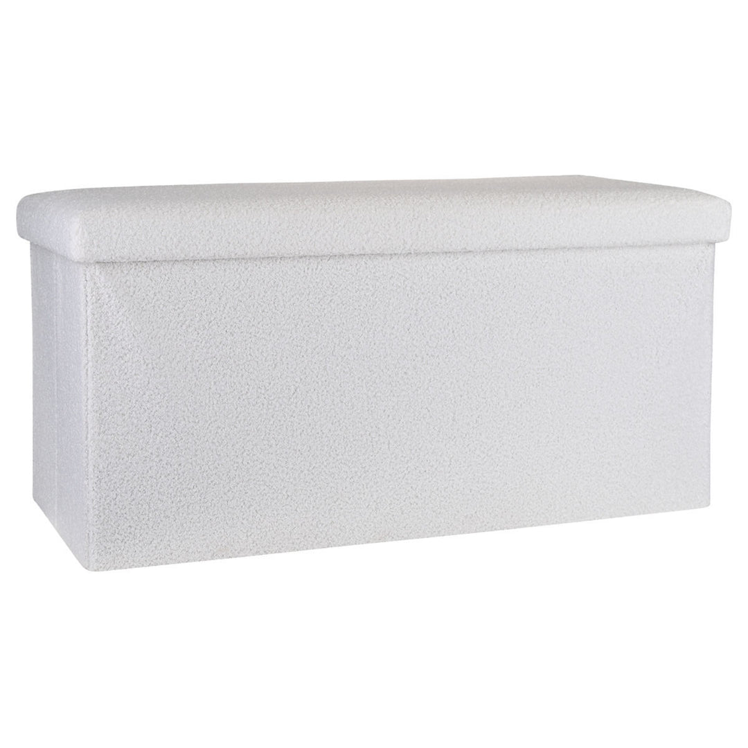 Σκαμπό Λευκό Γούνινο Με Αποθηκευτικό Χώρο 76x38cm Cube Teddy Estia