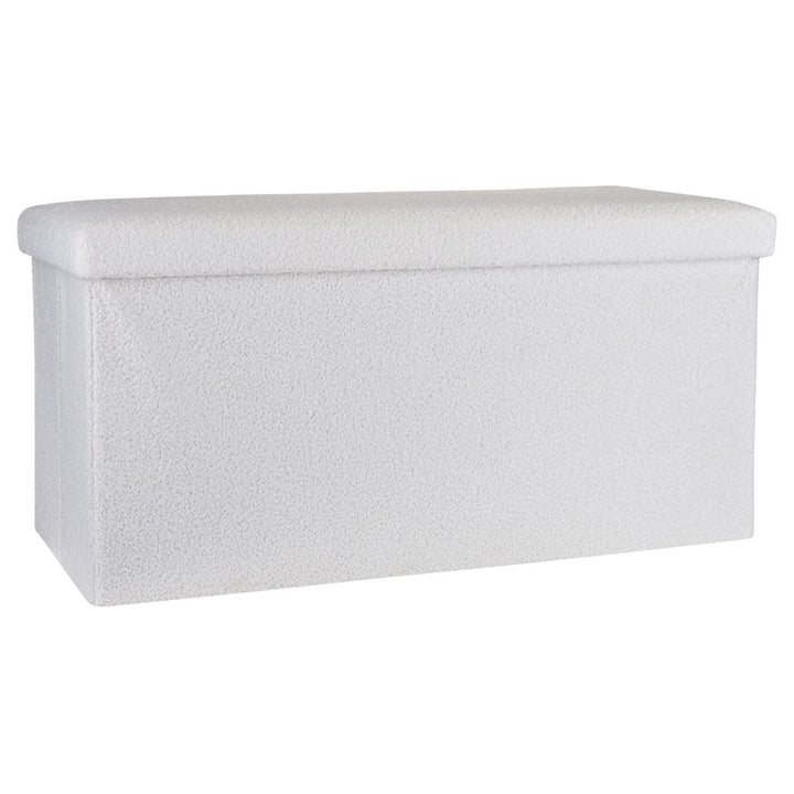 Σκαμπό Λευκό Γούνινο Με Αποθηκευτικό Χώρο 76x38cm Cube Teddy Estia