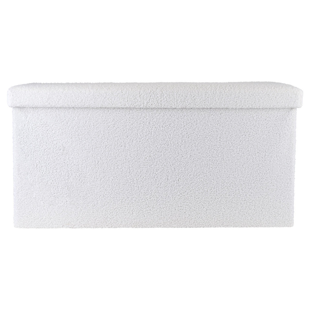 Σκαμπό Λευκό Γούνινο Με Αποθηκευτικό Χώρο 76x38cm Cube Teddy Estia