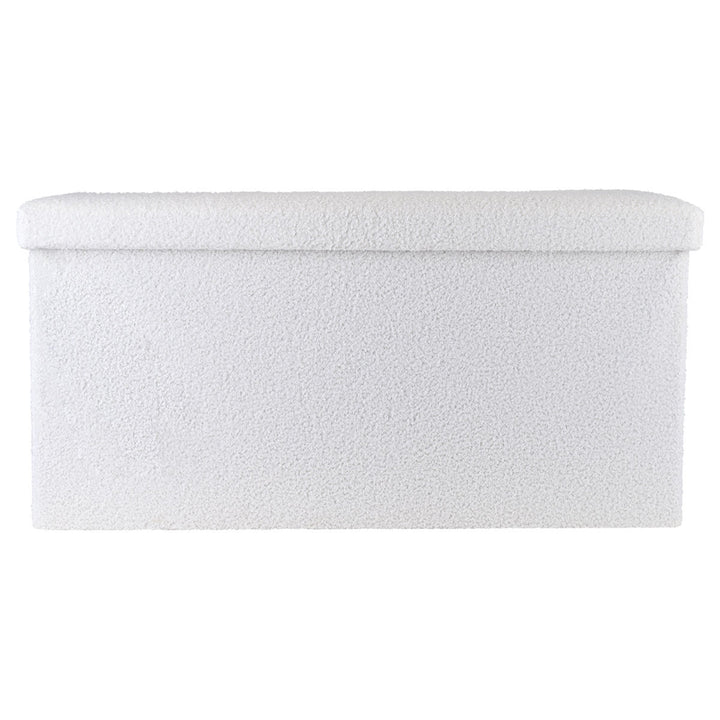 Σκαμπό Λευκό Γούνινο Με Αποθηκευτικό Χώρο 76x38cm Cube Teddy Estia