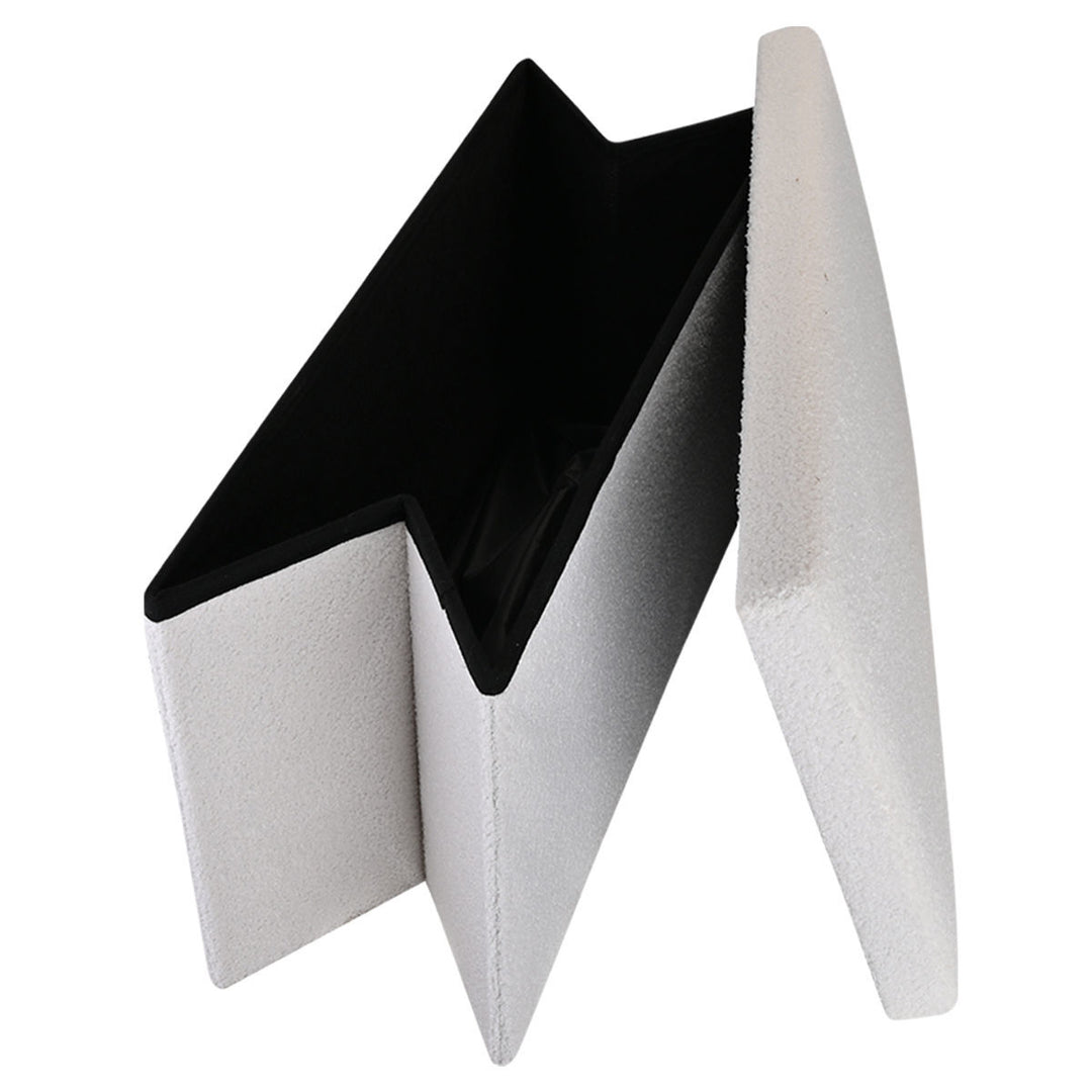 Σκαμπό Λευκό Γούνινο Με Αποθηκευτικό Χώρο 76x38cm Cube Teddy Estia