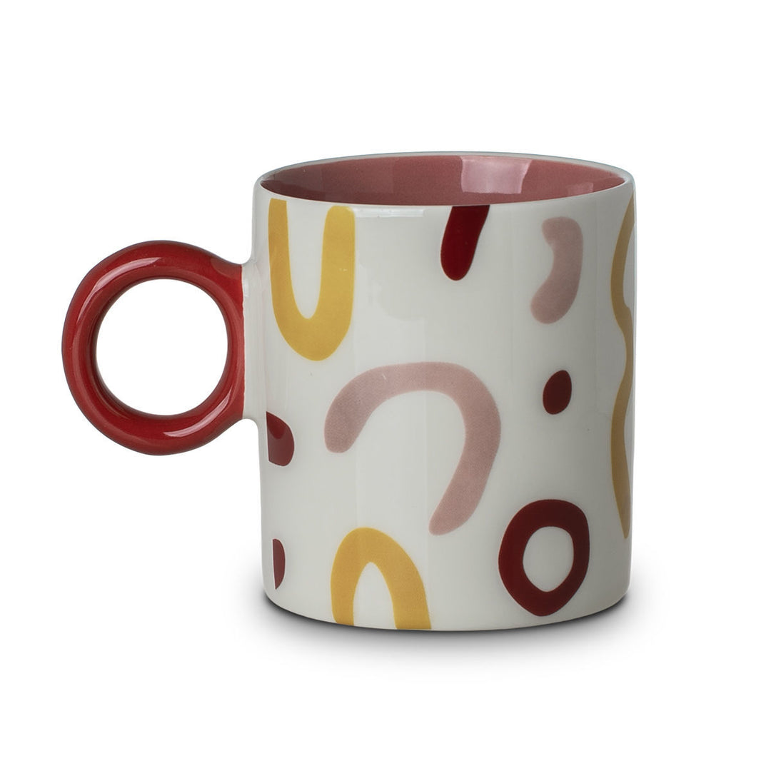 Κούπα Λευκή Με Πολύχρωμα Σχέδια New Bone 450ml Mood Flow Estia