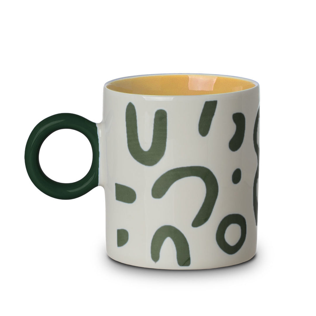 Κούπα Λευκή Με Πράσινα Σχέδια New Bone 450ml Mood Flow Estia