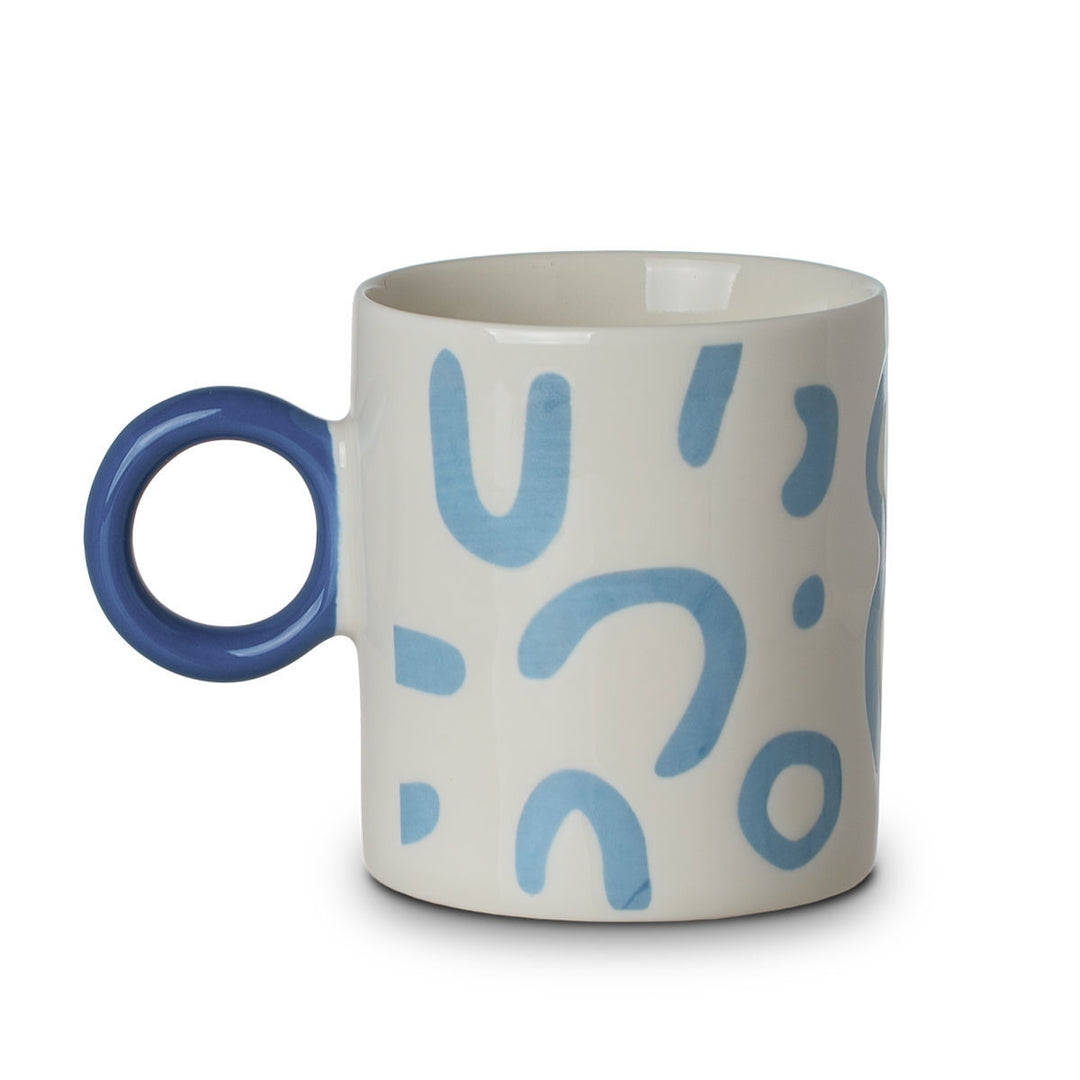 Κούπα Λευκή Με Μπλε Σχέδια New Bone 450ml Mood Flow Estia