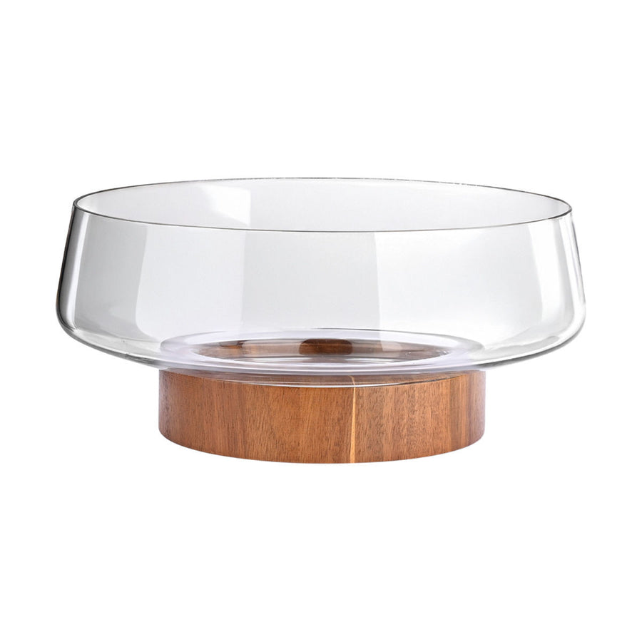 Σαλατιέρα Γυάλινη Με Ξύλινη Βάση 26cm Allure Estia