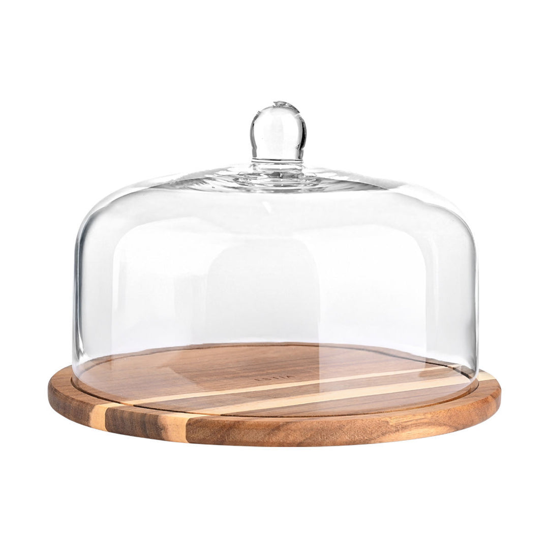 Τουρτιέρα Ξύλινη Με Γυάλινο Καπάκι 30cm Allure Estia