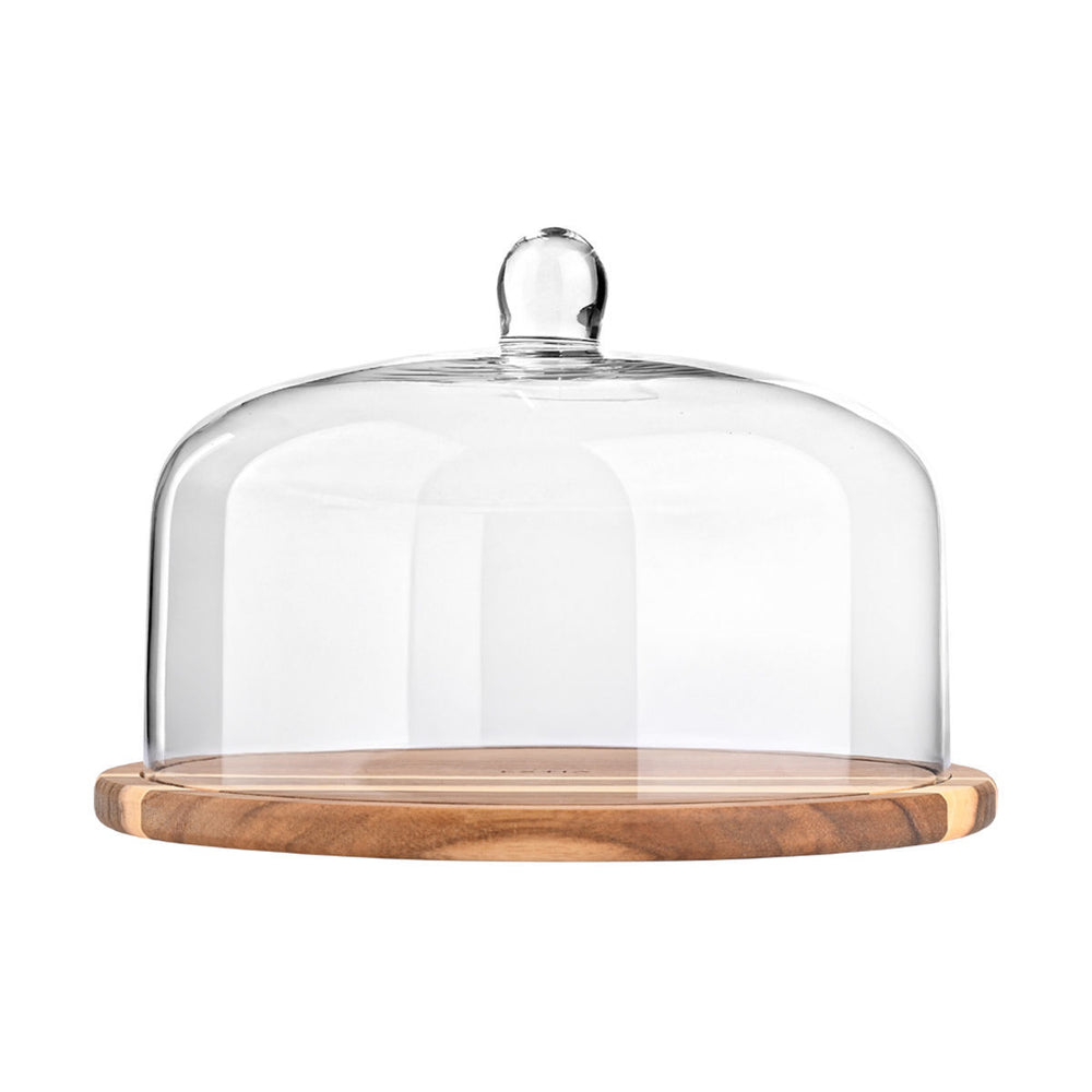 Τουρτιέρα Ξύλινη Με Γυάλινο Καπάκι 30cm Allure Estia