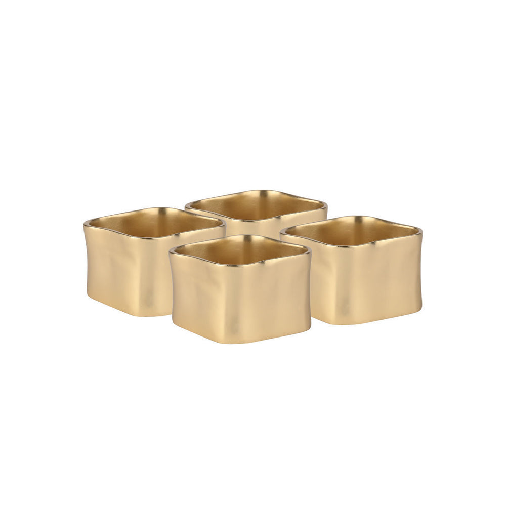 Κρίκοι Πετσέτας Τετράγωνοι Σετ 4τμχ Χρυσοί Μεταλλικοί Estia