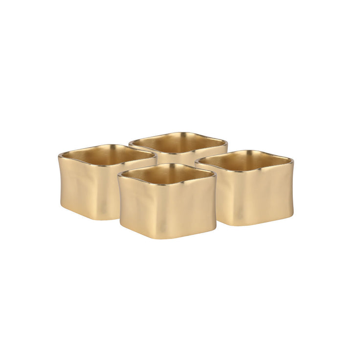 Κρίκοι Πετσέτας Τετράγωνοι Σετ 4τμχ Χρυσοί Μεταλλικοί Estia