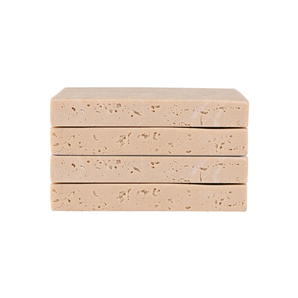 Σουβέρ Μπεζ Με Όψη Travertine Σετ 4τμχ 10x10cm Estia