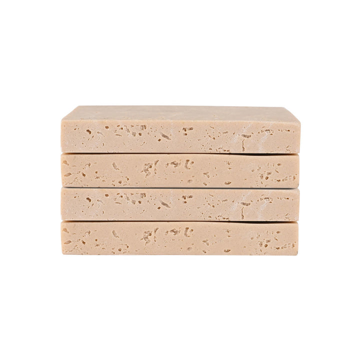 Σουβέρ Μπεζ Με Όψη Travertine Σετ 4τμχ 10x10cm Estia