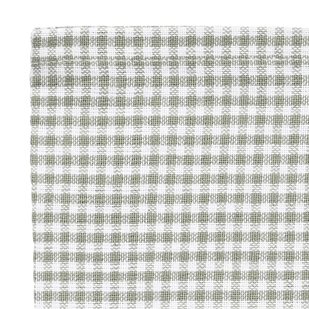 Κοντινή λήψη γκρι καρό υφάσματος πετσέτας κουζίνας με λεπτή ύφανση.