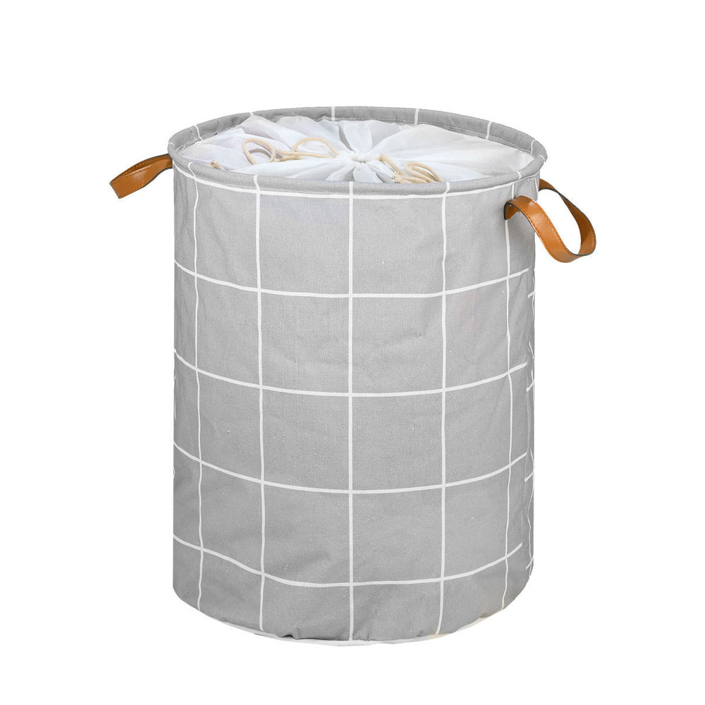 Καλάθι Άπλυτων Checkered 60lt Πτυσσόμενο Με Xερούλια 40X40X50cm Estia