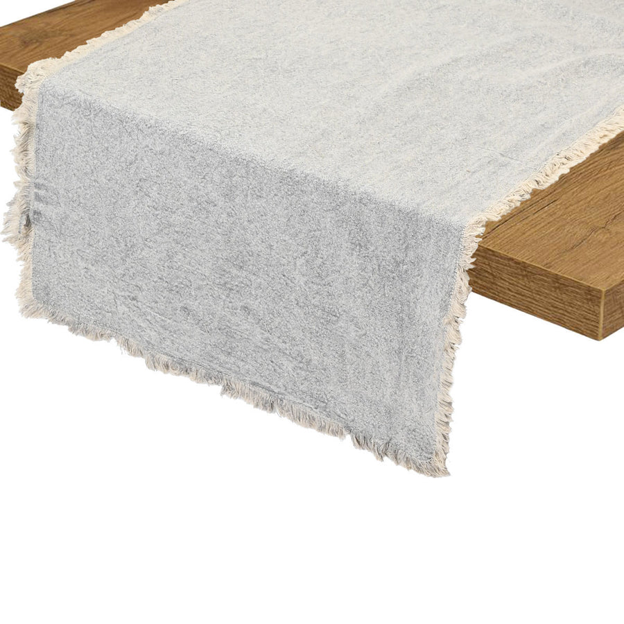 Τραβέρσα Γκρι Με Κρόσια 45x150cm Loom Estia