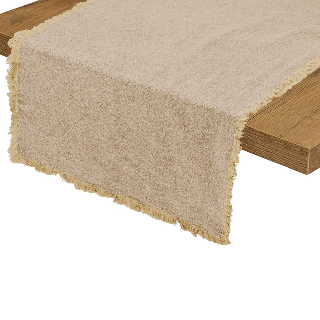 Τραβέρσα Μπεζ Με Κρόσια 45x150cm Loom Estia