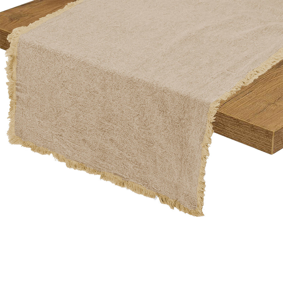 Τραβέρσα Μπεζ Με Κρόσια 45x150cm Loom Estia