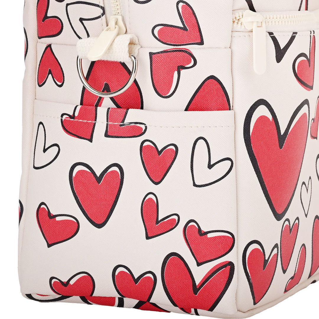 Τσάντα Φαγητού Ισοθερμική 7lt Estia Save The Aegean Εκρού Με Καρδιές Red Valentine