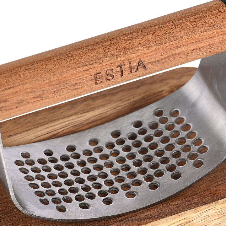 Πρέσσα Σκόρδου Από Ξύλο Με Δισκάκι Estia