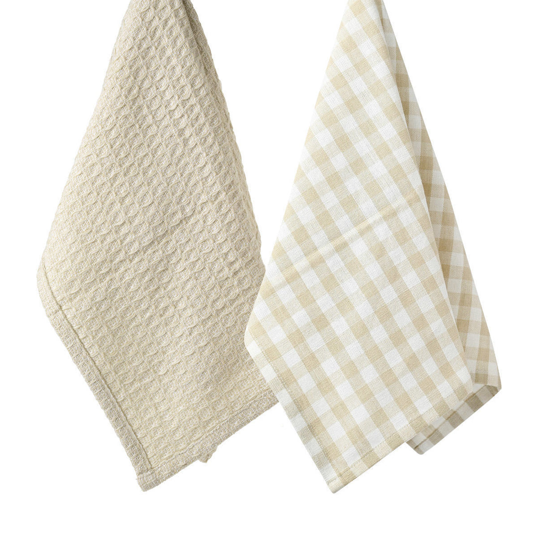 Πετσέτα Κουζίνας Casa 45X65cm Μπεζ Σετ 2 Τεμαχίων Estia