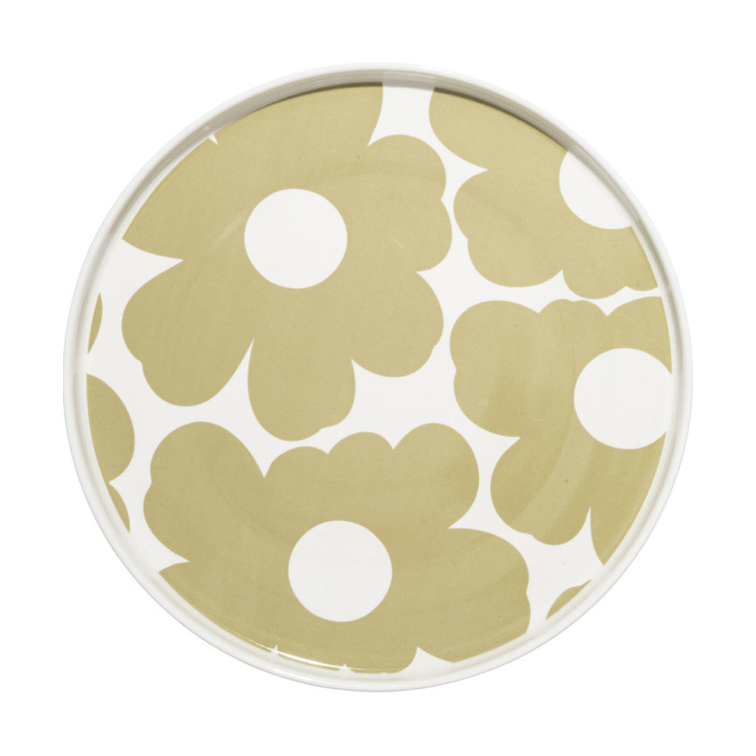 Πιάτο Ρηχό Μπεζ-Λευκό με Φλοράλ Σχέδιο Πορσελάνινο 27cm