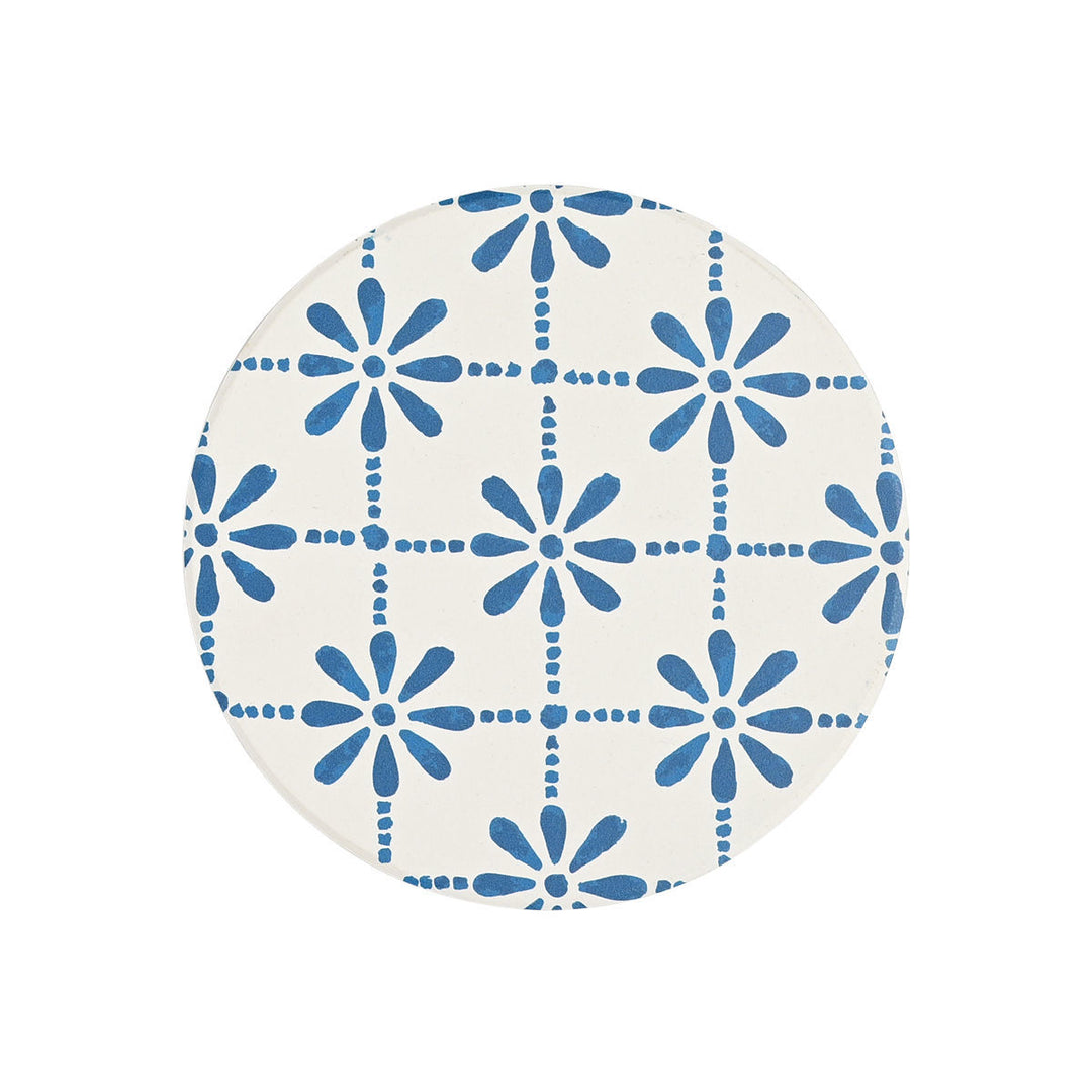 Σουβέρ Κεραμικά Μπλε-Λευκά Σετ 4τμχ D. 10,3cm Estia