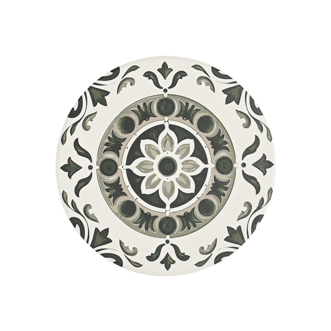 Σουβέρ Κεραμικά Γκρι/Ανθρακί-Λευκά Σετ 4τμχ D. 10,3cm Estia