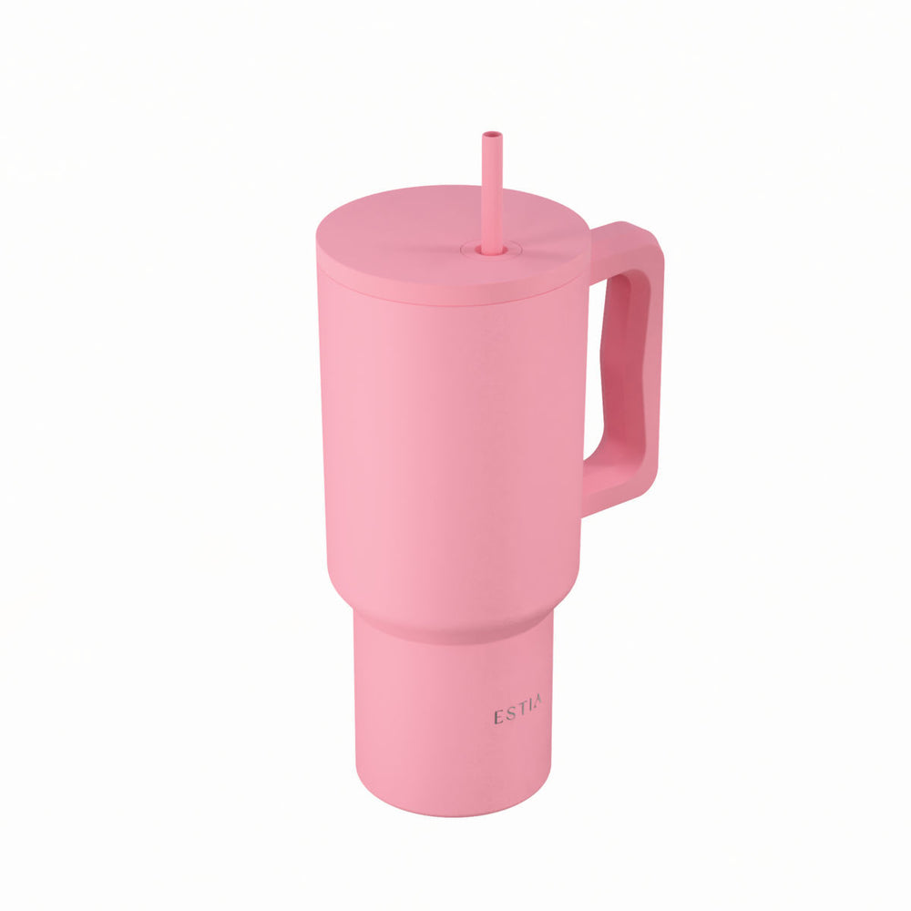 Estia Ποτήρι Θερμός Με Καλαμάκι & Χερούλι Save The Aegean Rose Straw Tumbler