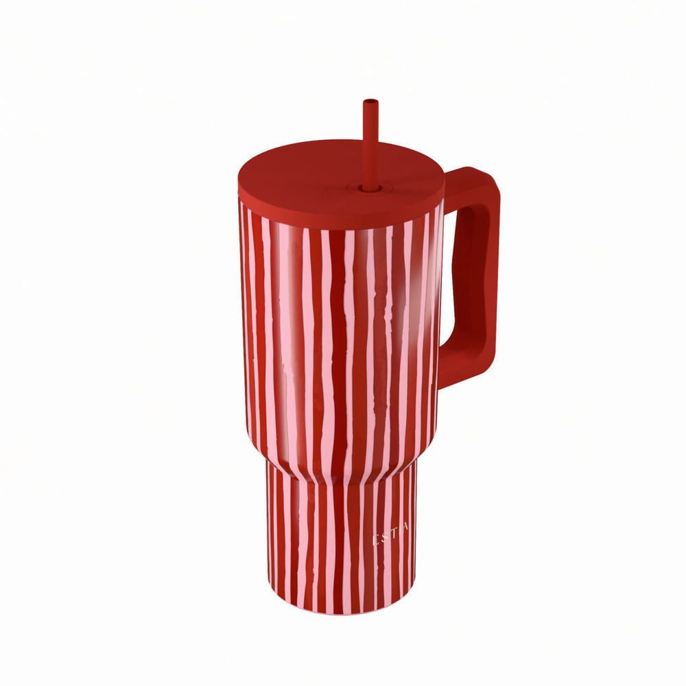 Estia Ποτήρι Θερμός Με Καλαμάκι & Χερούλι Save The Aegean Viva Stripe Straw Tumbler