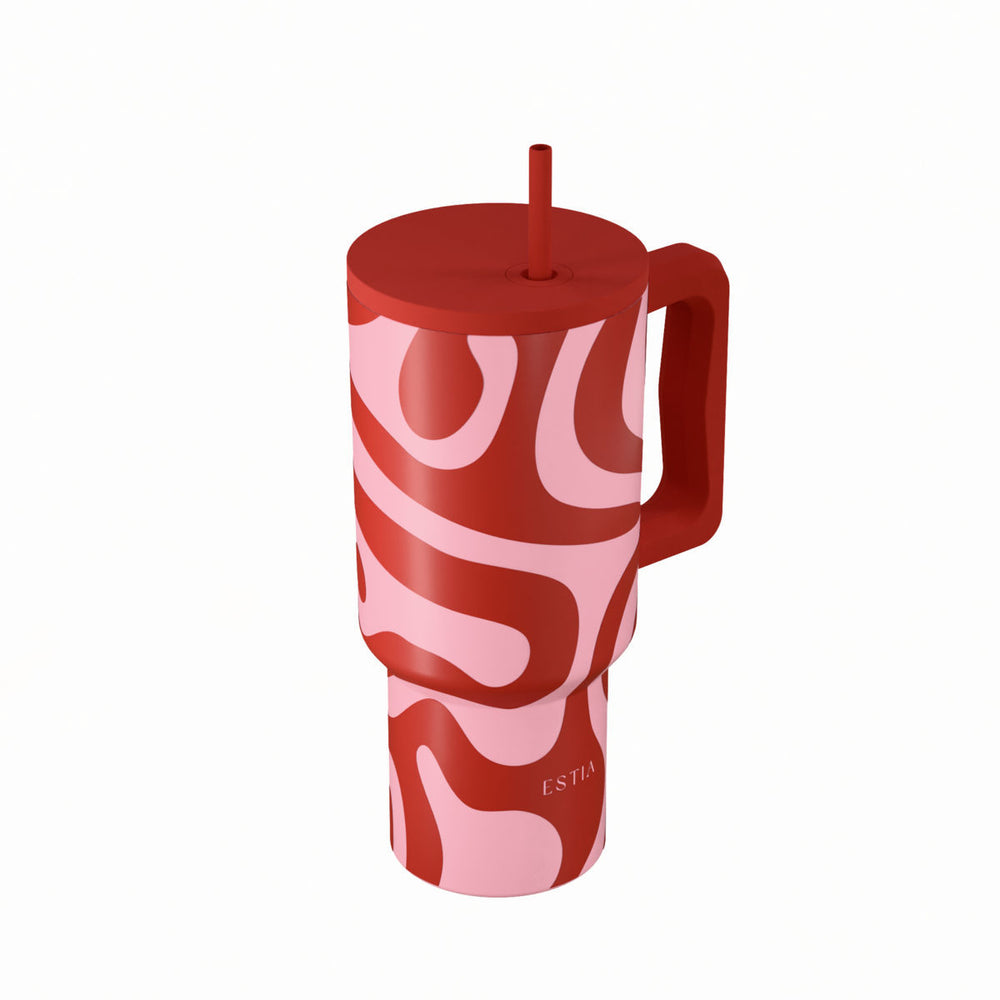 Estia Ποτήρι Θερμός Με Καλαμάκι & Χερούλι Save The Aegean Coral Waves Straw Tumbler