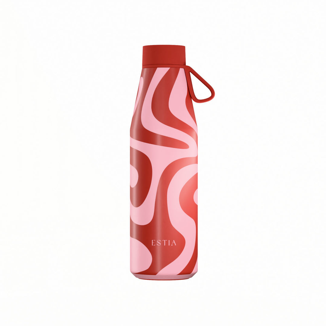 Estia Μπουκάλι Θερμός Flow 500ml Ροζ-Κόκκινο Save the Aegean Coral Waves