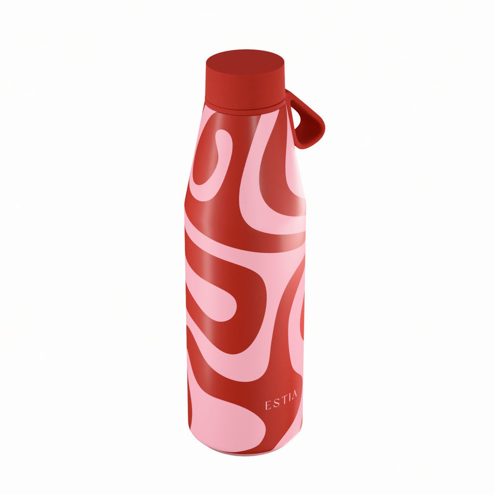 Estia Μπουκάλι Θερμός Flow 500ml Ροζ-Κόκκινο Save the Aegean Coral Waves