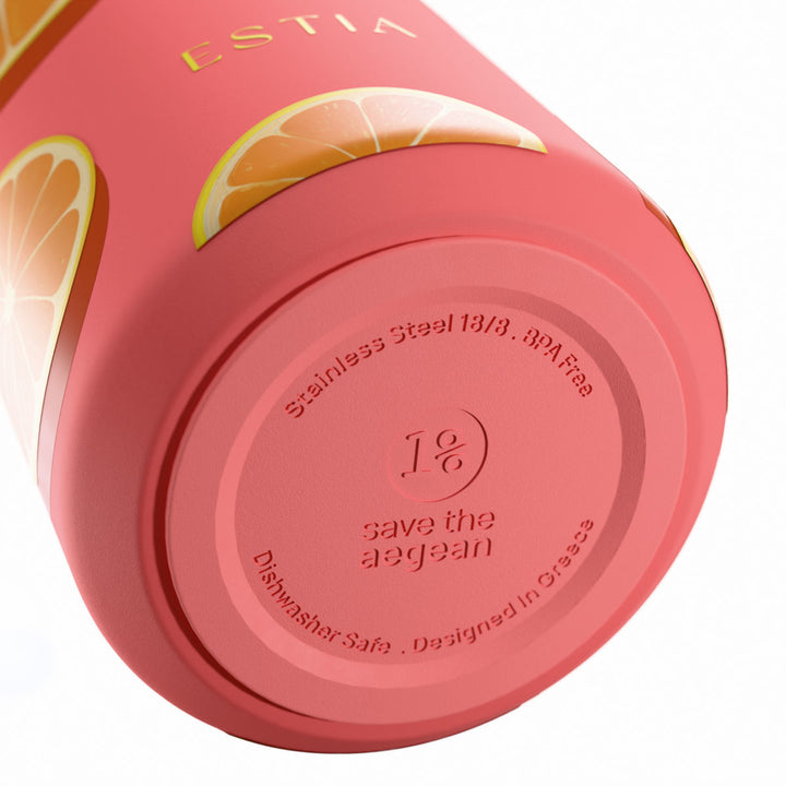 Estia Μπουκάλι Θερμός Flow 500ml Κοραλί Save the Aegean Orange Pop