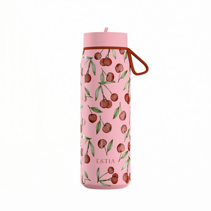 Estia Μπουκάλι Θερμός Pulse 500ml Ροζ με Κερασάκια Save the Aegean Cherry Rose