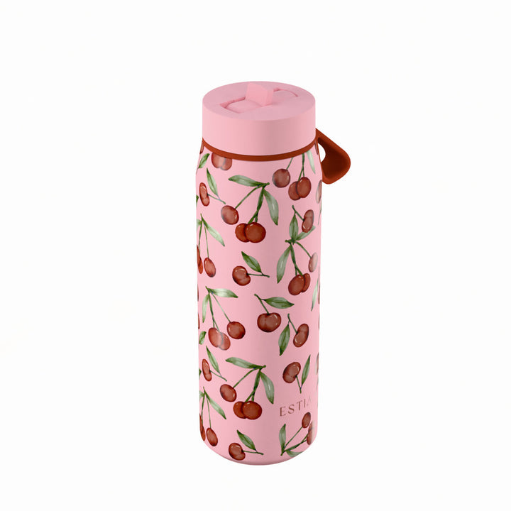 Estia Μπουκάλι Θερμός Pulse 500ml Ροζ με Κερασάκια Save the Aegean Cherry Rose