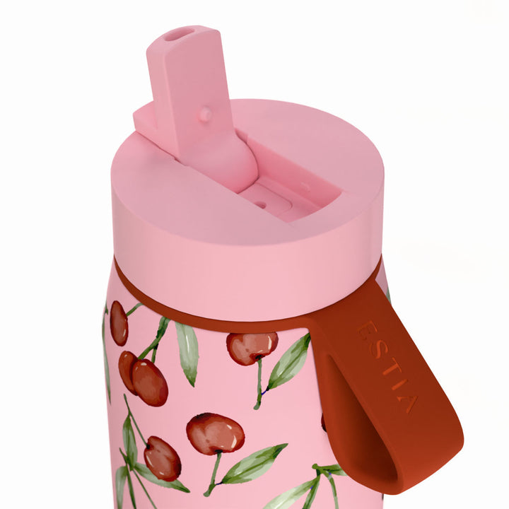 Estia Μπουκάλι Θερμός Pulse 500ml Ροζ με Κερασάκια Save the Aegean Cherry Rose
