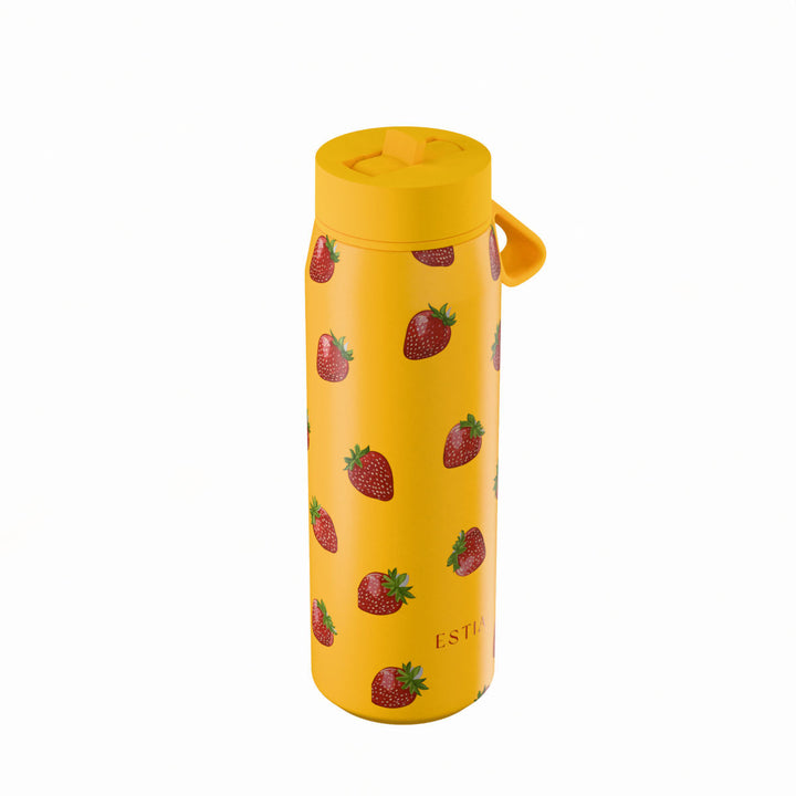 Estia Μπουκάλι Θερμός Pulse 500ml Πορτοκαλί με Σχέδιο Φράουλες Save the Aegean Berry Bright
