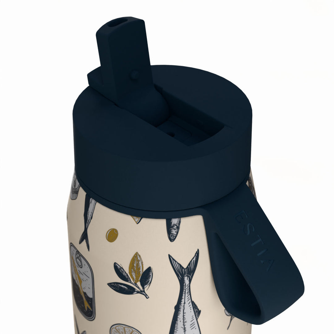 Estia Μπουκάλι Θερμός Pulse 500ml Μπεζ με Σχέδιο Σαρδέλες Save the Aegean Salt Life