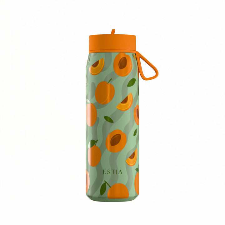 Estia Μπουκάλι Θερμός Pulse 500ml Πράσινο με Σχέδιο Βερίκοκα Save the Aegean Peach Garden