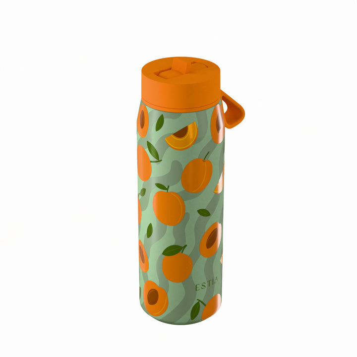 Estia Μπουκάλι Θερμός Pulse 500ml Πράσινο με Σχέδιο Βερίκοκα Save the Aegean Peach Garden